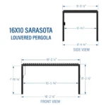 Backyard Discovery Sarasota 16’x10′ Galvanized Steel Louvered Pergola - Image 5