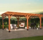 Beaumont 20 ft. x 12 ft. Light Brown Traditional Outdoor All Cedar Wood Patio Pergola Shade Structure with Electric - Image 2