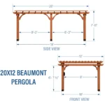 Beaumont 20 ft. x 12 ft. Light Brown Traditional Outdoor All Cedar Wood Patio Pergola Shade Structure with Electric - Image 5