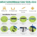 Giantex 8FT 10FT 12FT Trampoline with Enclosure, ASTM Approved Outdoor Large Trampoline with Ladder - Image 3