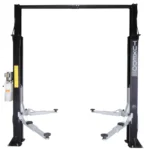 Asymmetric 2 Post Car Lift Clear Floor 9,000 lbs. Capacity Heavy Duty in Black