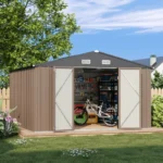 VEIKOUS 10 ft. W x 10 ft. D Outdoor Metal Storage Shed in Gray (100 sq. ft.) - Image 3