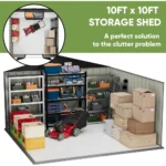 VEIKOUS 10 ft. W x 10 ft. D Outdoor Metal Storage Shed in Gray (100 sq. ft.) - Image 4