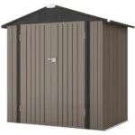 Patiowell 6 ft. W x 4 ft. D Outdoor Storage Brown Metal Shed with Sloping Roof and Double Lockable Door (24.8 sq. ft.)