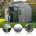 Lifetime 10′ x 8′ Outdoor Storage Shed, Gray - Image 2