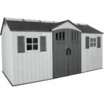 Lifetime 15′ x 8′ Dual Entry Outdoor Storage Shed, Gray