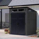 Suncast Modernist 6 ft. x 5 ft. Resin Vertical Pent Storage Shed with Floor Kit - Image 2