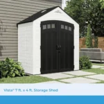 Suncast Vista 7 ft. x 4 ft. Resin Standard Modern Storage Shed with Floor Kit - Image 5