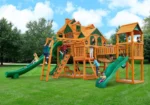 Gorilla Playsets Mountaineer Treehouse Wooden Swing Set with Tube Slide, Rope Ladder, and Sandbox - Image 3