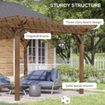 Outsunny 12′ x 20′ DIY Deck Outdoor Wood Pergola - Image 2