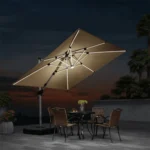 PURPLE LEAF Double Top Deluxe Solar Powered LED Square Patio Umbrella - Image 2