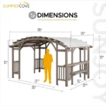 Sunjoy Bellucci 10 x 14 ft. Light Grey Outdoor Cedar Wood Framed Arched Pergola - Image 3