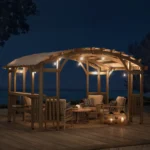 Sunjoy Bellucci 10 x 14 ft. Light Grey Outdoor Cedar Wood Framed Arched Pergola - Image 5