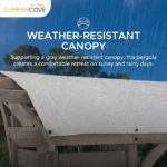 Sunjoy Bellucci 10 x 14 ft. Light Grey Outdoor Cedar Wood Framed Arched Pergola - Image 6