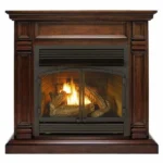 Duluth Forge Dual Fuel Ventless Gas Fireplace With Mantel – 32,000 BTU, T-Stat. Control, Auburn Cherry Finish – Model# DFS-400T-2AC