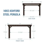 14×12 Ashford Traditional Steel Pergola With Sail Shade Soft Canopy - Image 3