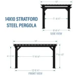14×10 Stratford Traditional Steel Pergola With Sail Shade Soft Canopy - Image 4