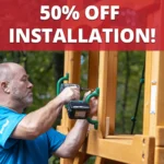 Outing III Wooden Outdoor Playground with Wood Roof, Monkey Bars, Slide, Swings set, and Backyard Playset Accessories - Image 7