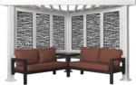 Ridgedale 8 Ft. X 8 Ft. White Steel Modern Cabana Pergola with Conversation Seating in Pumice - Image 3