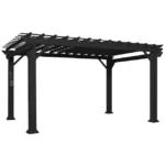 Stratford 12 Ft. X 10 Ft. Black Steel Traditional Pergola with Sail Shade Soft Canopy