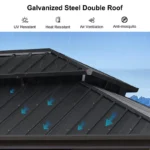 12′ x 14′ Hardtop Aluminum Gazebo with Galvanized Steel Roof & Sliding Doors - Image 2