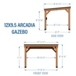 Backyard Discovery 12′ x 9.5′ Arcadia Slope Roof Cedar Gazebo with PowerPort - Image 2